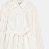 Smocked-Yoke Belted Shirt