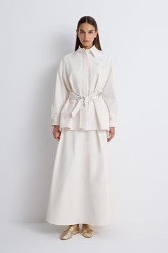 Nean High-Waist A-Line Maxi Skirt
 Ecru