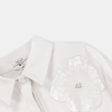 Nean Embellished Flower Detailed Jacket Shirt
 Ecru