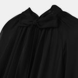 Nean Romantic Silk Chiffon Sheer Blouse Black