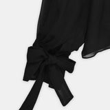 Nean Romantic Silk Chiffon Sheer Blouse Black