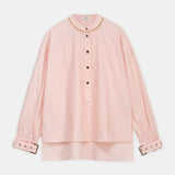 Embellished-Neck Cotton Blouse
