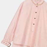 Embellished-Neck Cotton Blouse