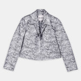 Nean Silver Brocade Cropped Tailored Jacket Dark Silver