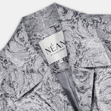 Nean Silver Brocade Cropped Tailored Jacket Dark Silver