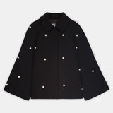 Nean Pearl-Embellished Flared Sleeve Jacket
 Black