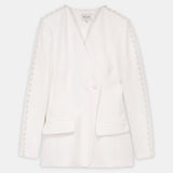 Nean Pearl-Trim Asymmetric Blazer White