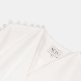 Nean Pearl-Trim Asymmetric Blazer White