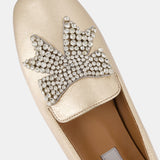 Nean Square Toe Bow Trim Ballerinas Gold