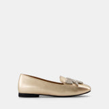 Nean Square Toe Bow Trim Ballerinas Gold