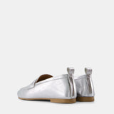 Nean Leather Metallic Embellished Charms Loafers Silver