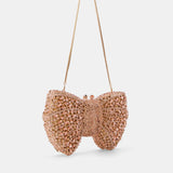 Nean Bow Clutch Bags Crystal Embellished Rose Gold