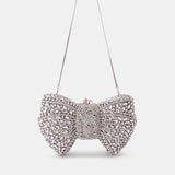 Nean Bow Clutch Bags Crystal Embellished Silver