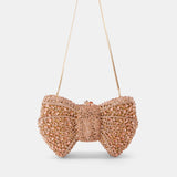 Nean Bow Clutch Bags Crystal Embellished Rose Gold