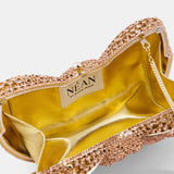 Nean Bow Clutch Bags Crystal Embellished Rose Gold