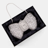Nean Bow Clutch Bags Crystal Embellished Silver