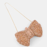 Nean Bow Clutch Bags Crystal Embellished Rose Gold