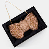 Nean Bow Clutch Bags Crystal Embellished Rose Gold