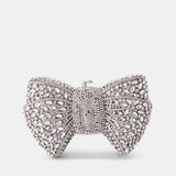 Nean Bow Clutch Bags Crystal Embellished Silver