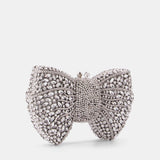 Nean Bow Clutch Bags Crystal Embellished Silver