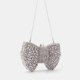 Nean Bow Clutch Bags Crystal Embellished Silver