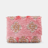 Nean Solid Sequins Embellished Clutch Bag Pink