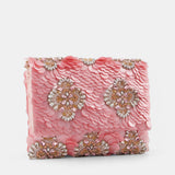 Nean Solid Sequins Embellished Clutch Bag Pink