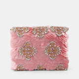 Nean Solid Sequins Embellished Clutch Bag Pink