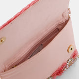 Nean Solid Sequins Embellished Clutch Bag Pink