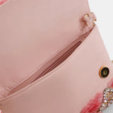 Nean Solid Sequins Embellished Clutch Bag Pink