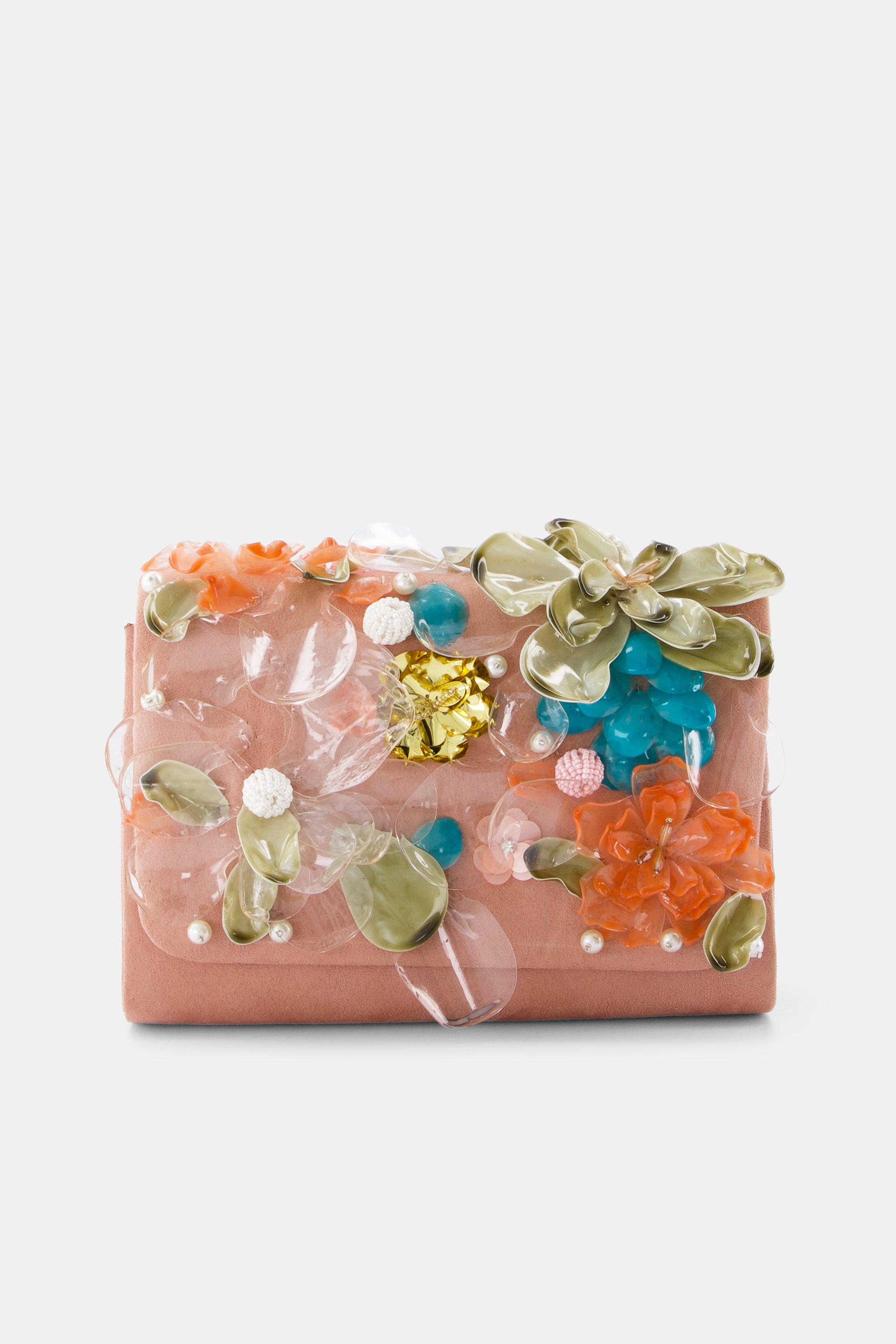 Nean Flowers Embellished Clutch Bag Pink