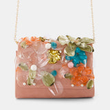 Nean Flowers Embellished Clutch Bag Pink