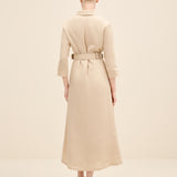 Belted Linen Midi Dress