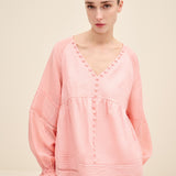 Button-Detail Linen Blouse