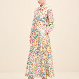 Floral Silk Midi Skirt