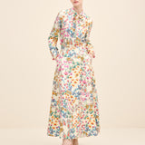 Floral Silk Midi Skirt