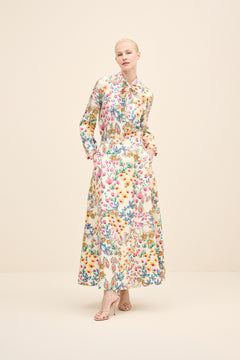 Floral Silk Midi Skirt