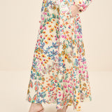 Floral Silk Midi Skirt
