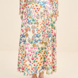 Floral Silk Midi Skirt