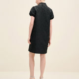 Embellished Collar Jacquard Midi Dress