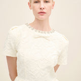 Embellished Bib Jacquard Mini Dress