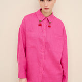Cherry-Needlework Linen Shirt
