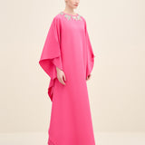 Bow Embellished-Neck Kaftan Gown