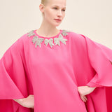 Bow Embellished-Neck Kaftan Gown