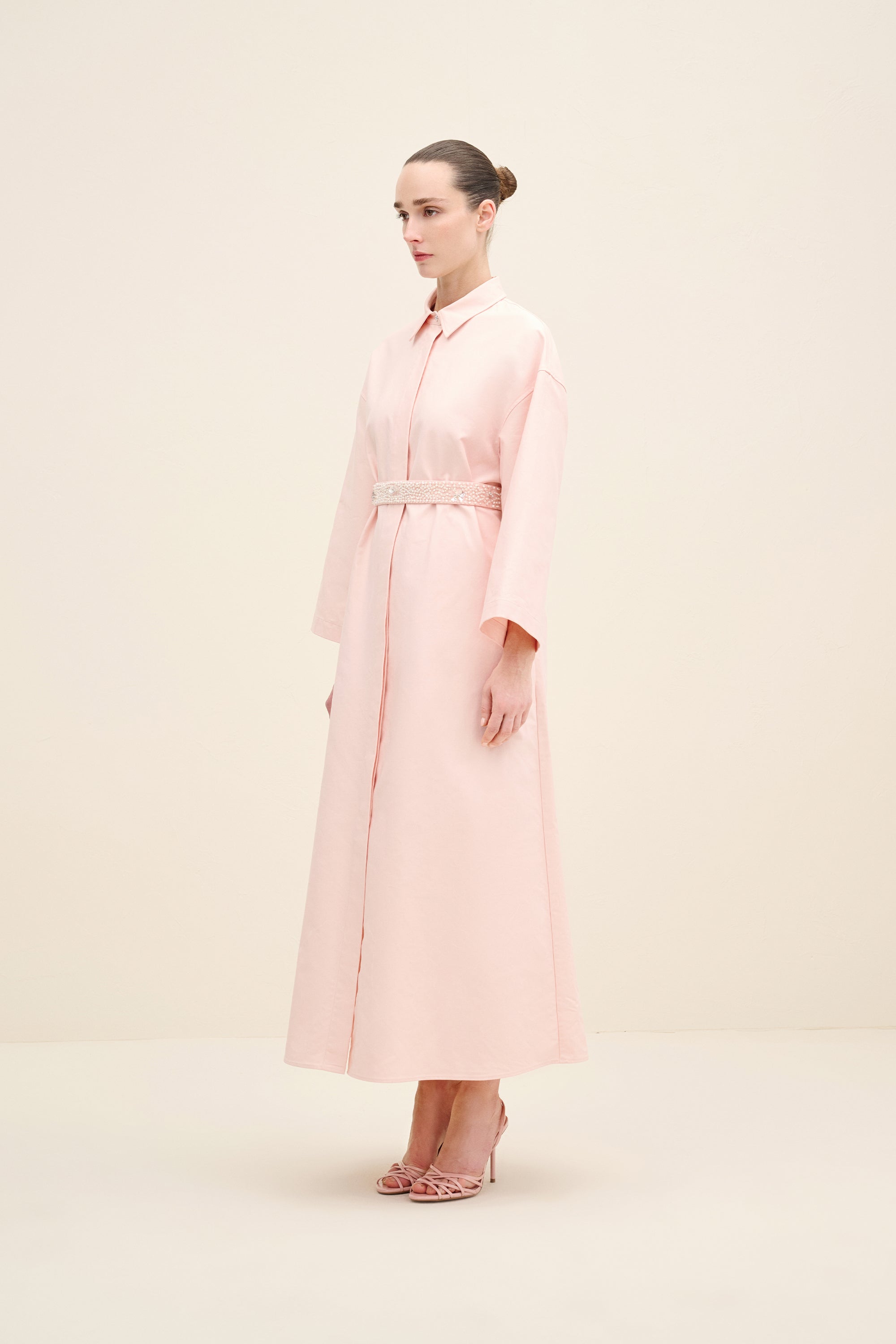 Embellished Belt Shirt Dress