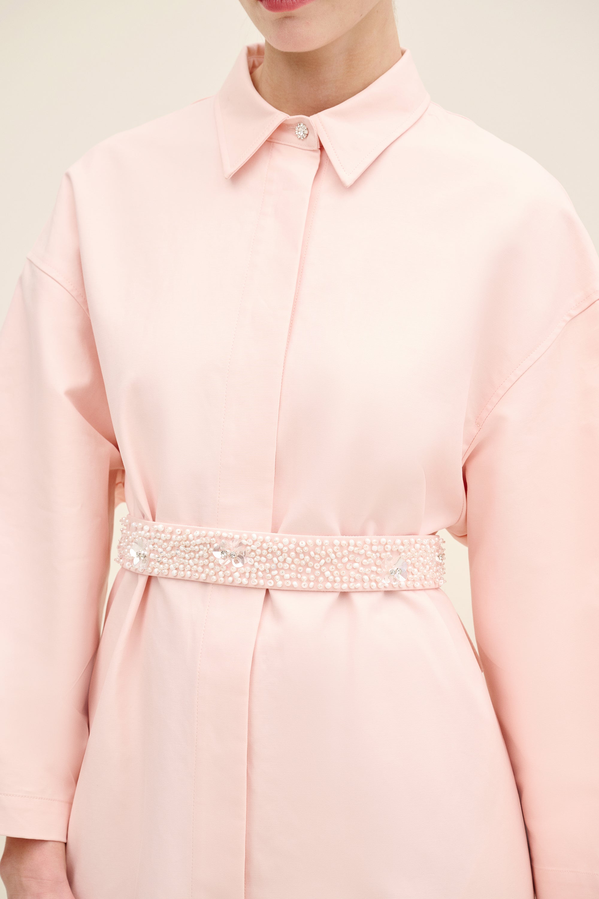 Embellished Belt Shirt Dress