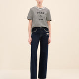 Crystal-Embellished Striped T-Shirt