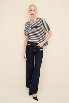 Embellished Dark Denim Straight-Leg Jeans