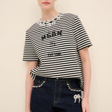 Crystal-Embellished Striped T-Shirt