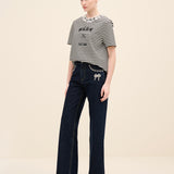 Crystal-Embellished Striped T-Shirt